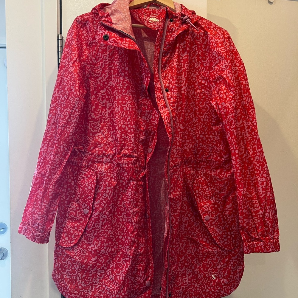 Joules GoLightly Red Heart Jacket Waterproof Coat US 10